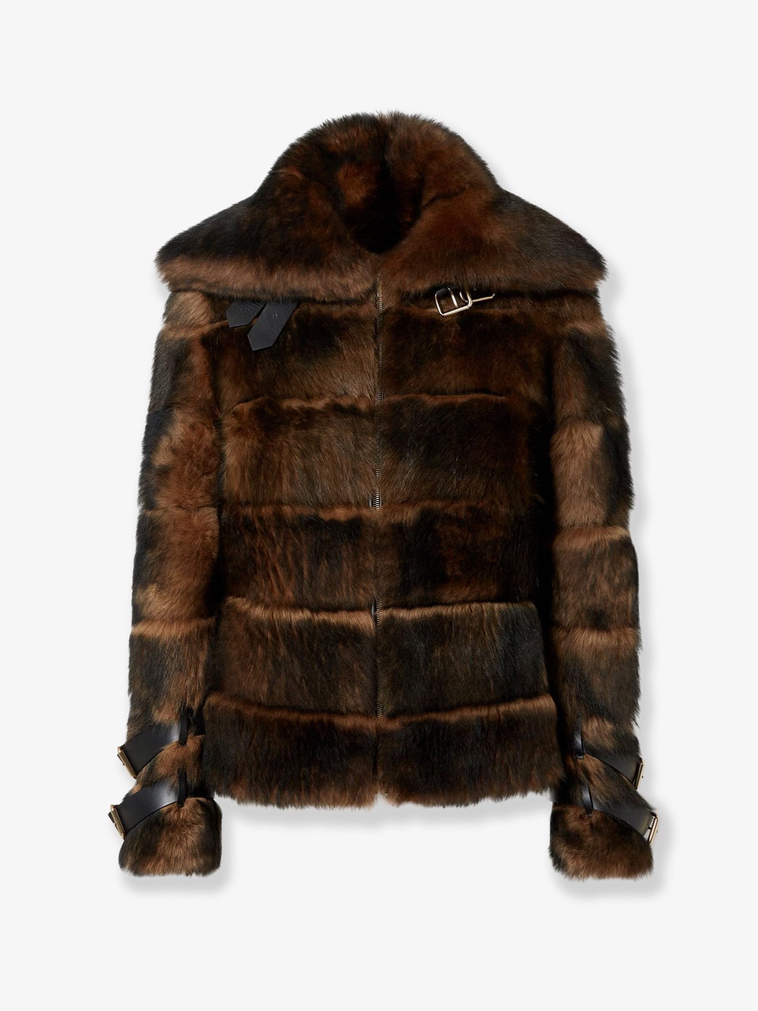 Fendi Women's Brown Backed Sheepskin and Nappa Jacket Orange