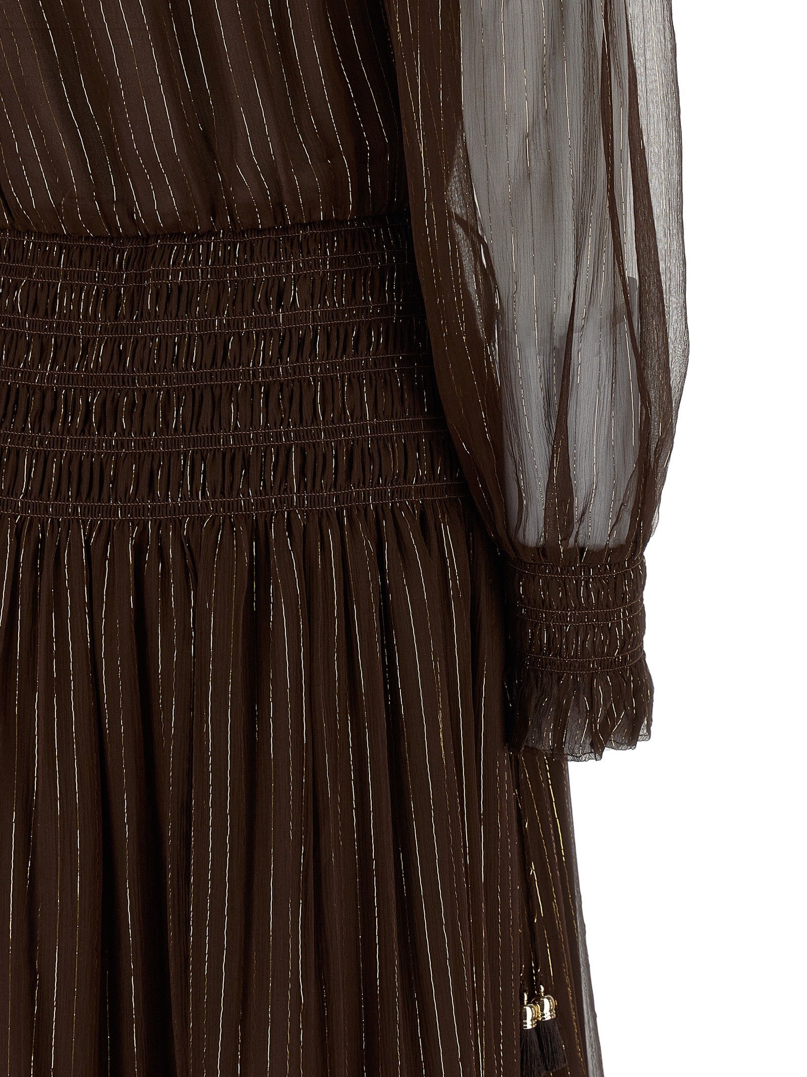 self-portrait Brown Georgette Off Shoulder Maxi Dress Brown