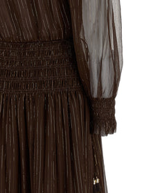 self-portrait Brown Georgette Off Shoulder Maxi Dress Brown