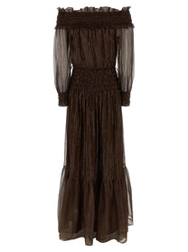self-portrait Brown Georgette Off Shoulder Maxi Dress Brown