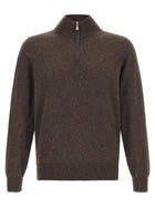 Brunello Cucinelli Brown Half Zip Sweater Brown