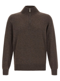 Brunello Cucinelli Brown Half Zip Sweater Brown