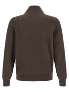 Brunello Cucinelli Brown Half Zip Sweater Brown