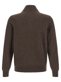 Brunello Cucinelli Brown Half Zip Sweater Brown