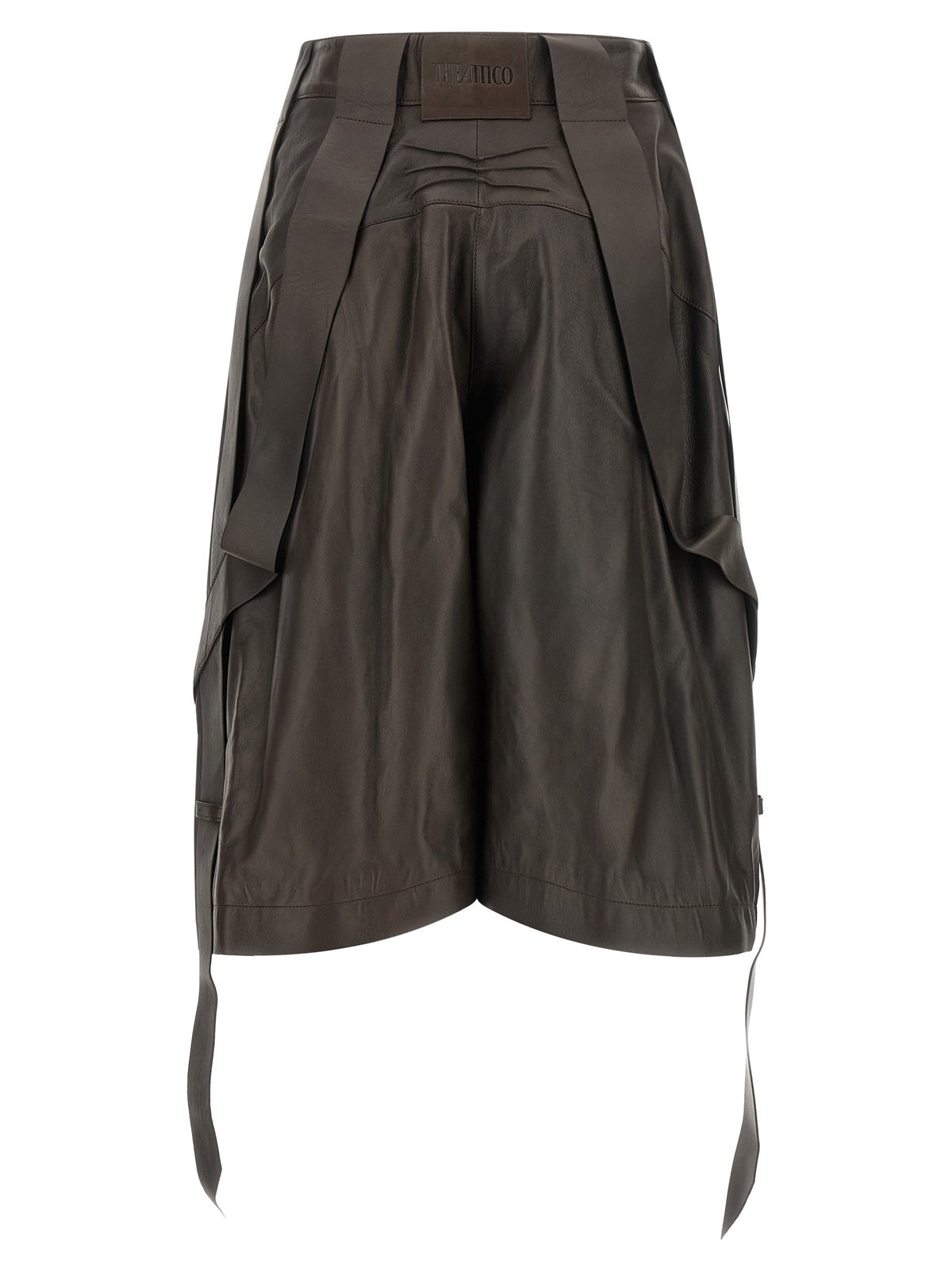 The Attico Brown Leather Bermuda Shorts Brown