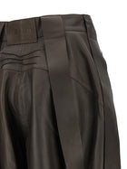 The Attico Brown Leather Bermuda Shorts Brown