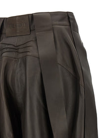 The Attico Brown Leather Bermuda Shorts Brown