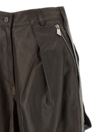 The Attico Brown Leather Bermuda Shorts Brown