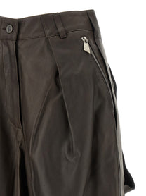 The Attico Brown Leather Bermuda Shorts Brown