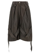 The Attico Brown Leather Bermuda Shorts Brown