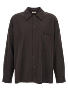 Lemaire Brown Wool Gabardine Overshirt Brown