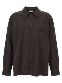 Lemaire Brown Wool Gabardine Overshirt Brown