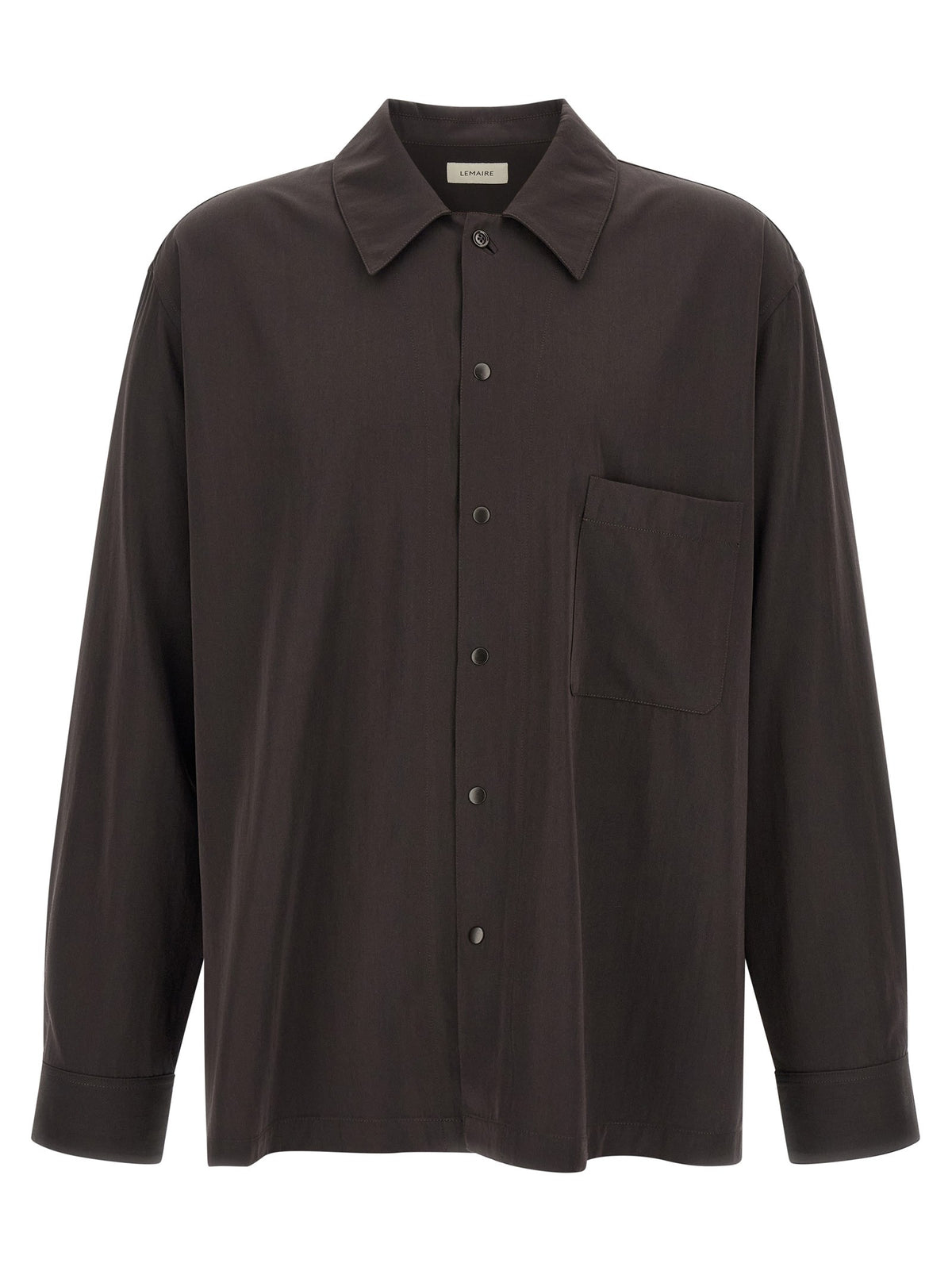 Lemaire Brown Wool Gabardine Overshirt Brown