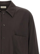 Lemaire Brown Wool Gabardine Overshirt Brown