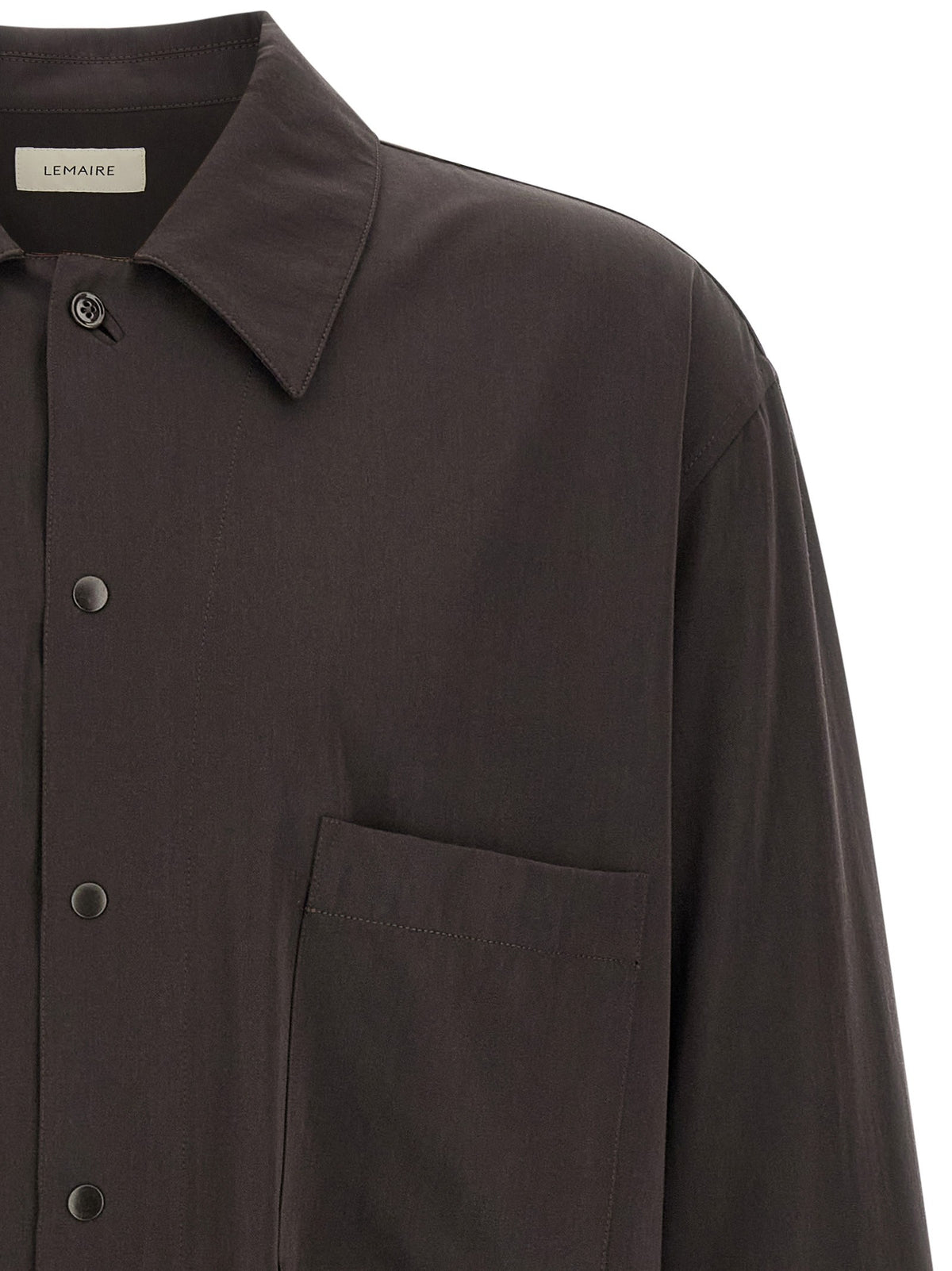 Lemaire Brown Wool Gabardine Overshirt Brown