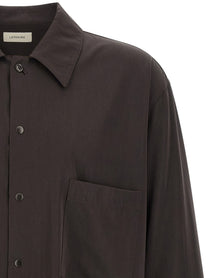 Lemaire Brown Wool Gabardine Overshirt Brown