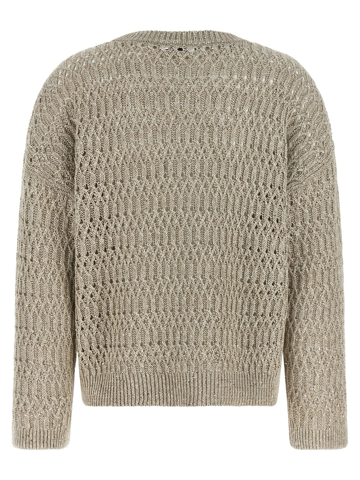 Brunello Cucinelli Dazzling Braids Sweater Beige, view 2