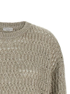Brunello Cucinelli Dazzling Braids Sweater Beige, view 3