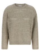 Brunello Cucinelli Dazzling Braids Sweater Beige