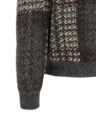 Brunello Cucinelli Double Dazzling Tartan Cardigan Grey, view 4