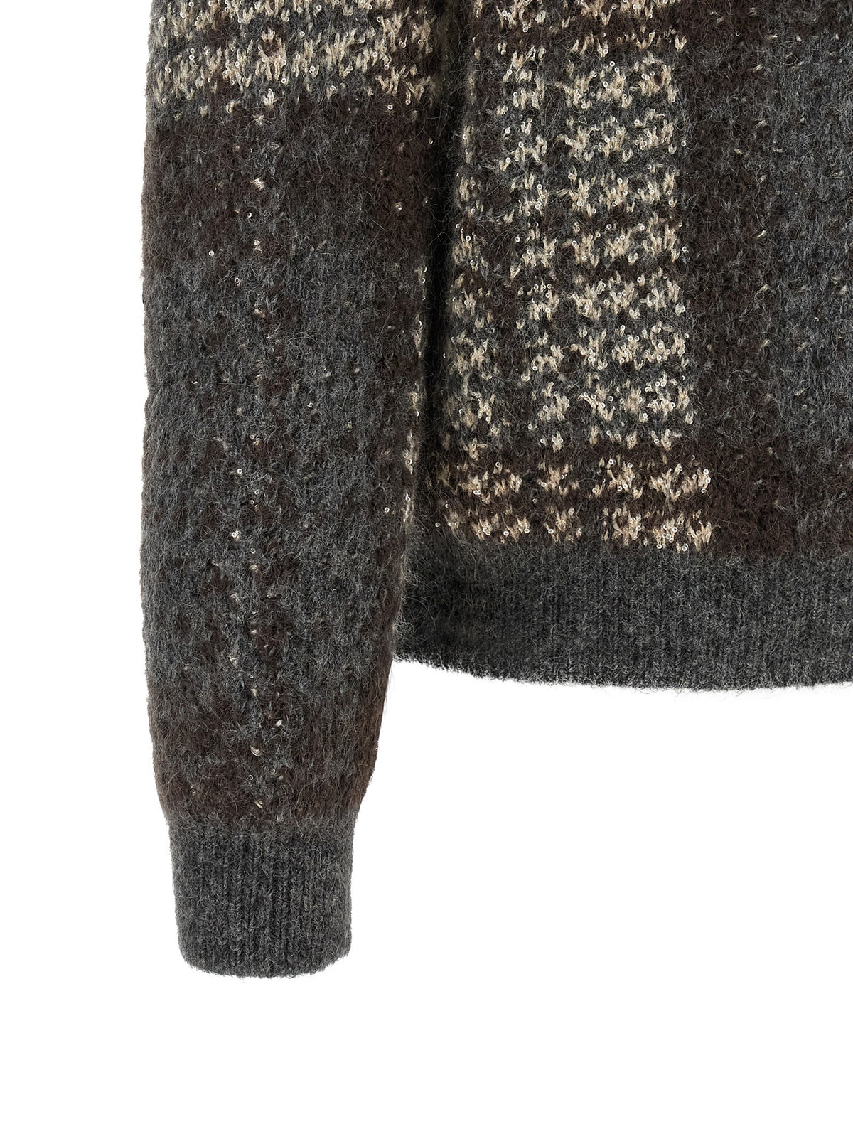 Brunello Cucinelli Double Dazzling Tartan Cardigan Grey, view 4