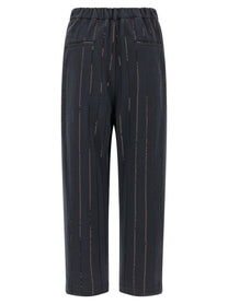 BRUNELLO CUCINELLI - BRUNELLO CUCINELLI - ’Dazzling Chalk Stripe Embroidery’ joggers - Women’s Pants