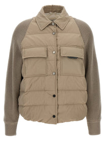 BRUNELLO CUCINELLI - BRUNELLO CUCINELLI - Two-material ’Shiny Flap Detail’ down jacket - Women’s Outerwear
