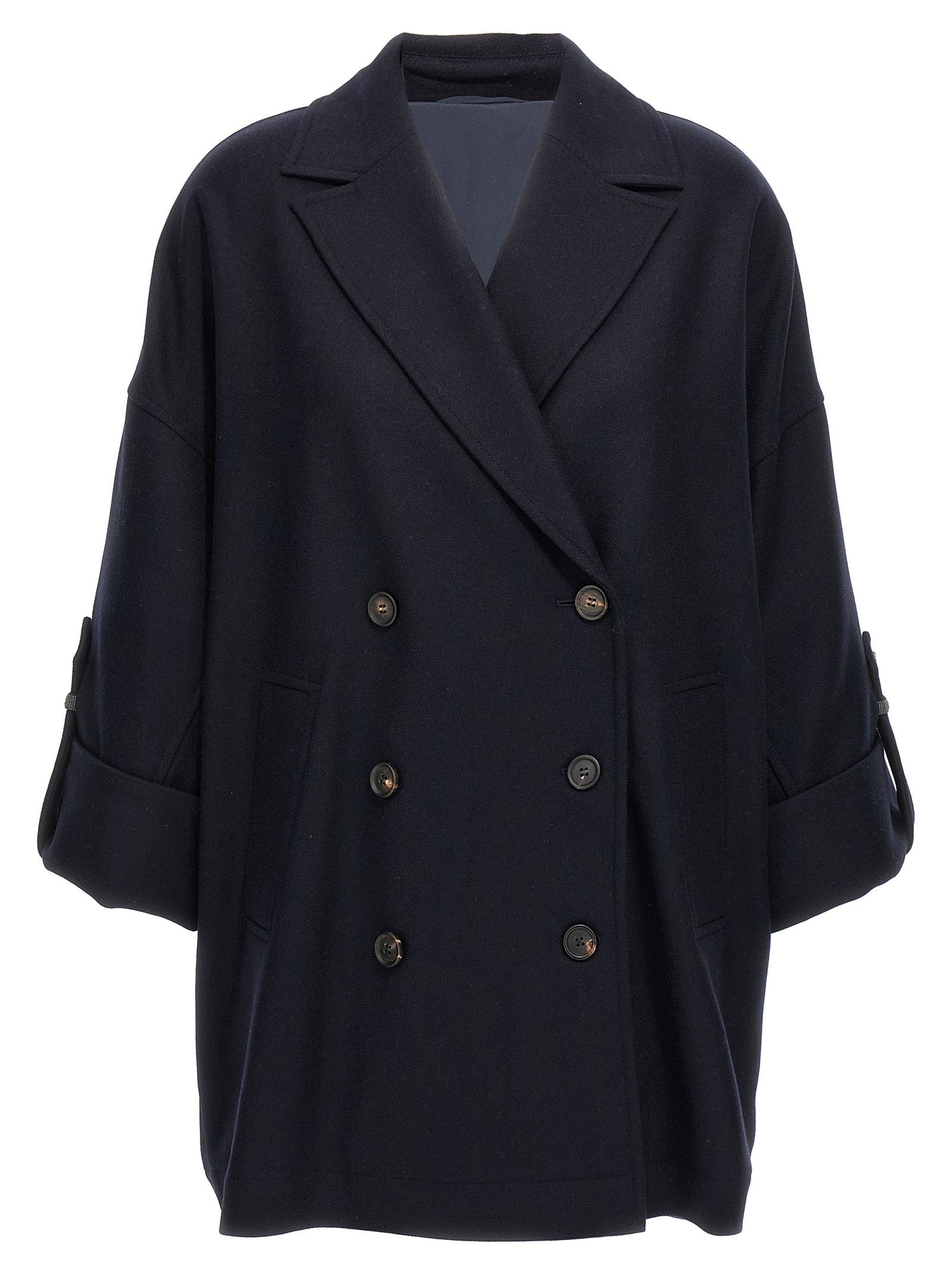 BRUNELLO CUCINELLI - BRUNELLO CUCINELLI - ’Shiny Cuff Details’ caban coat - Women’s Outerwear