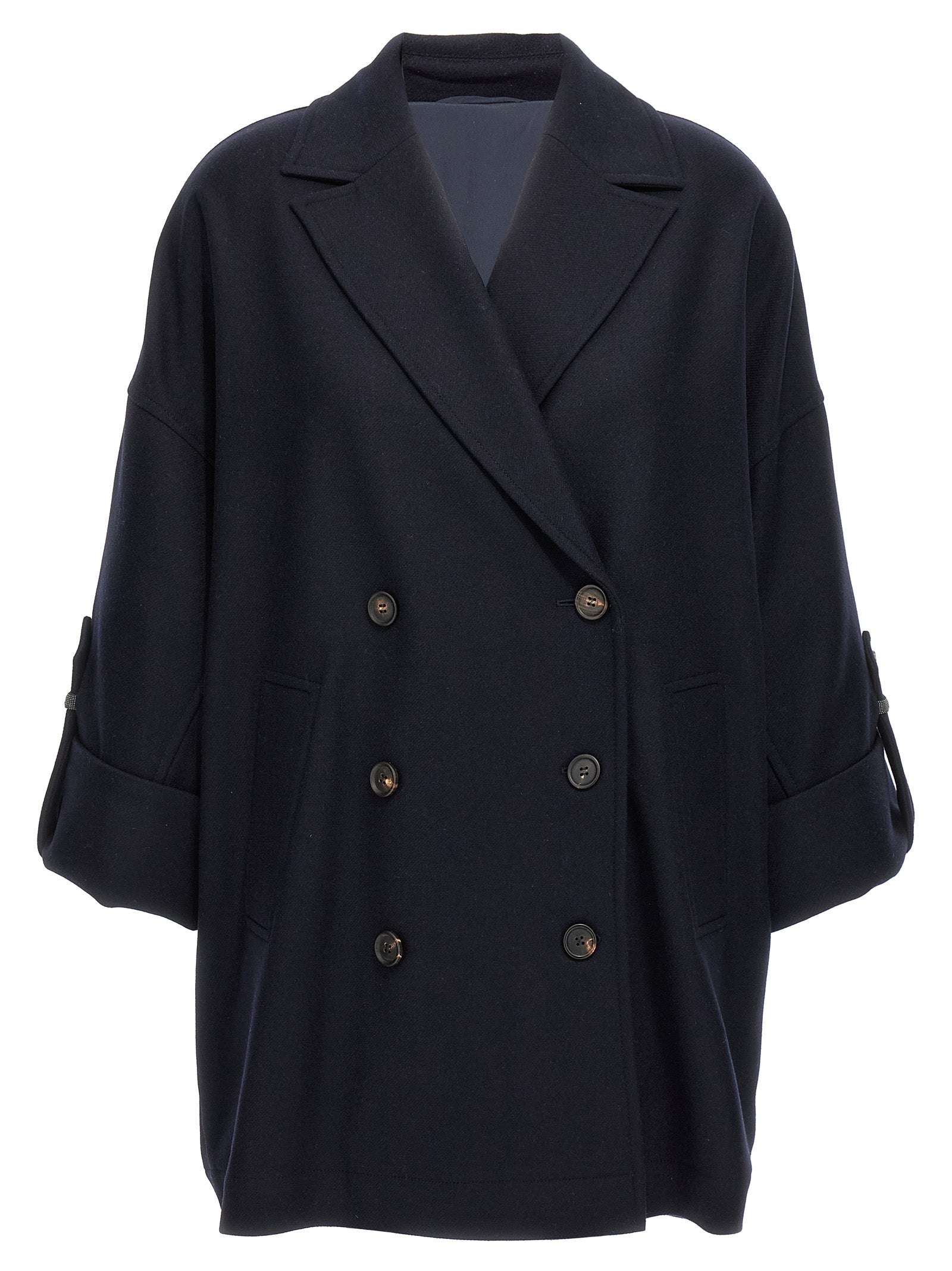 BRUNELLO CUCINELLI - BRUNELLO CUCINELLI - ’Shiny Cuff Details’ caban coat - Women’s Outerwear