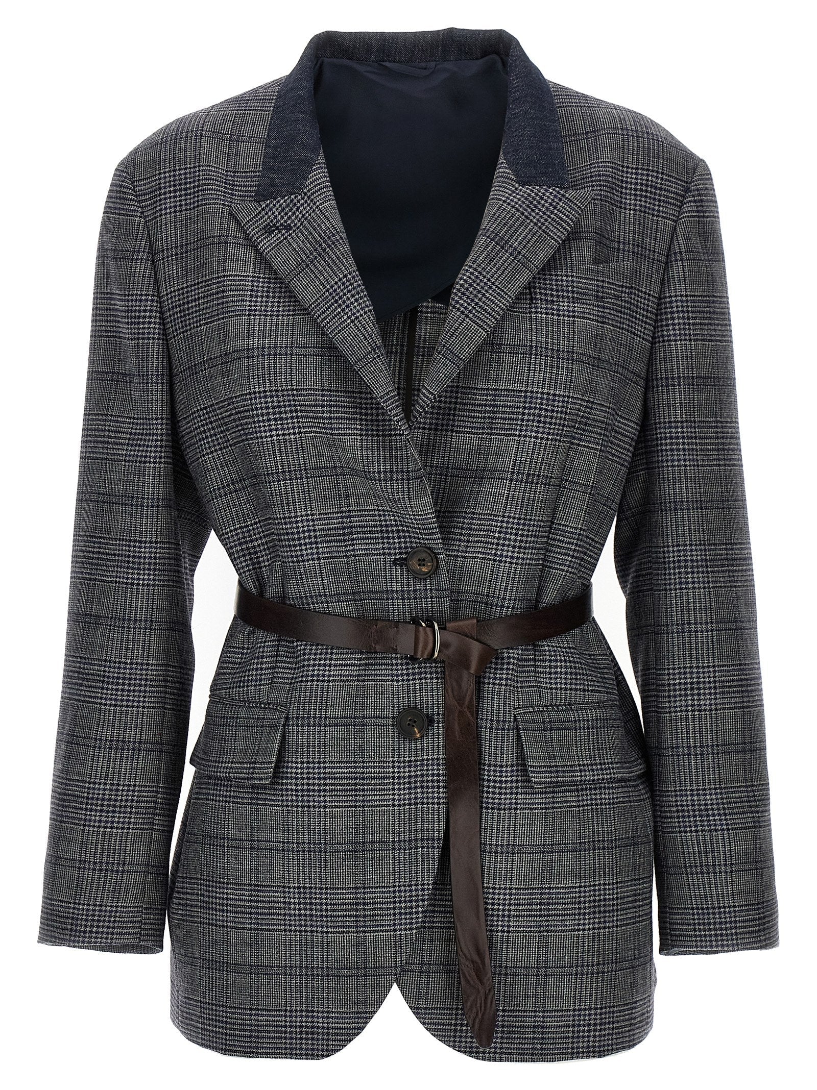 BRUNELLO CUCINELLI - BRUNELLO CUCINELLI - Monile houndstooth blazer - Women’s Clothing