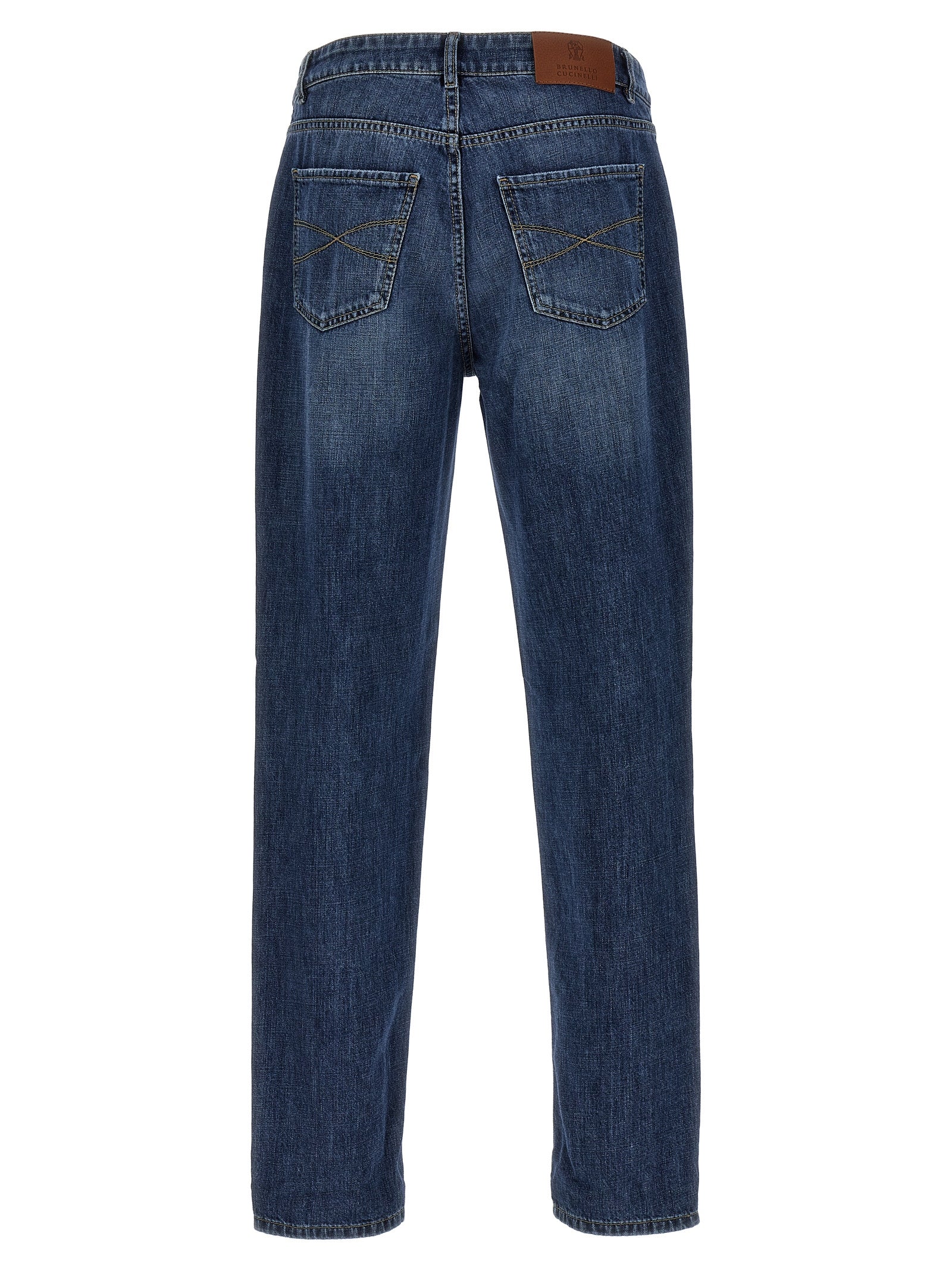 BRUNELLO CUCINELLI - BRUNELLO CUCINELLI - Logo embroidery jeans - Men’s Bottoms