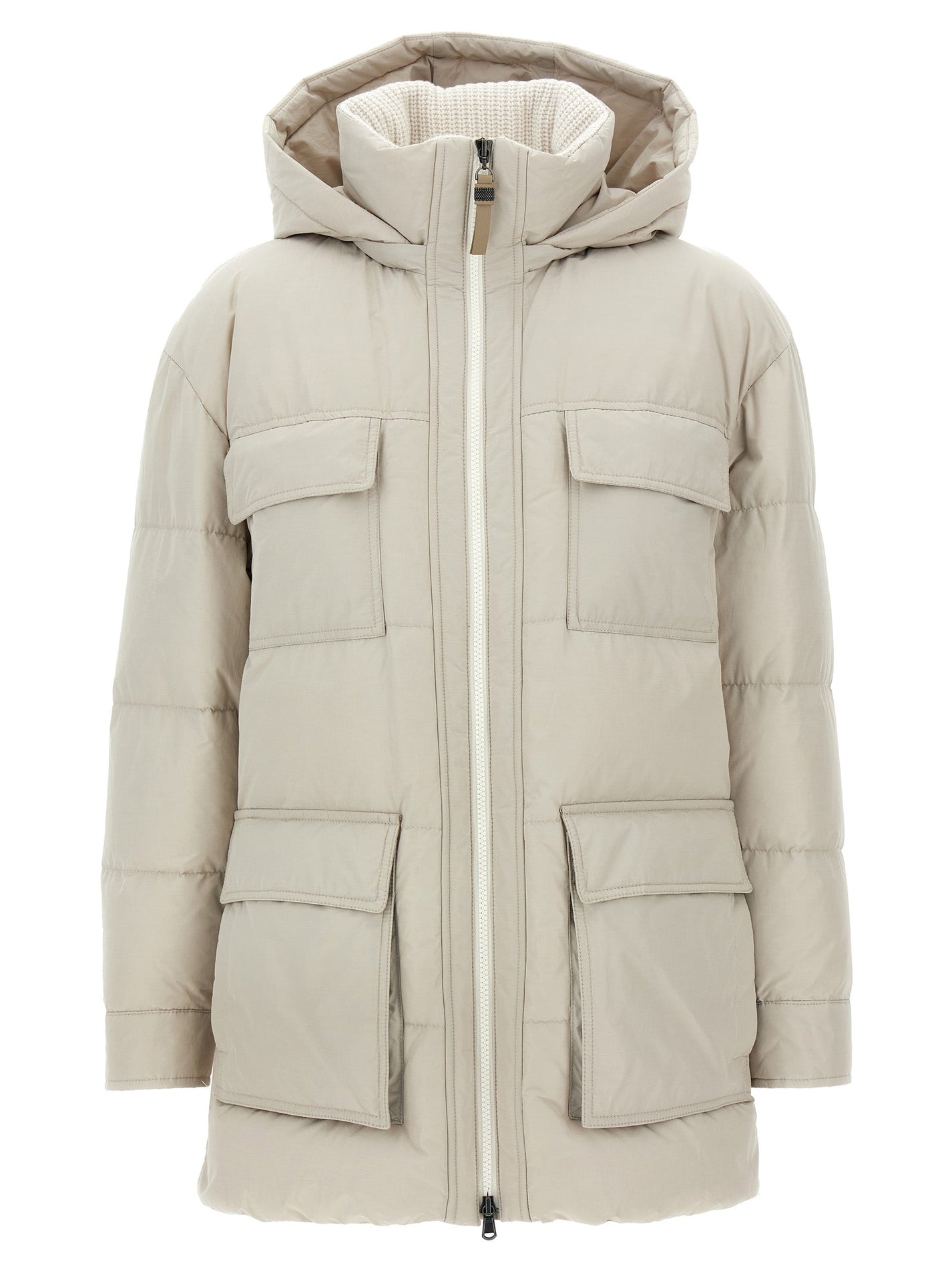 BRUNELLO CUCINELLI - BRUNELLO CUCINELLI - Knitted neck down jacket - Women’s Outerwear