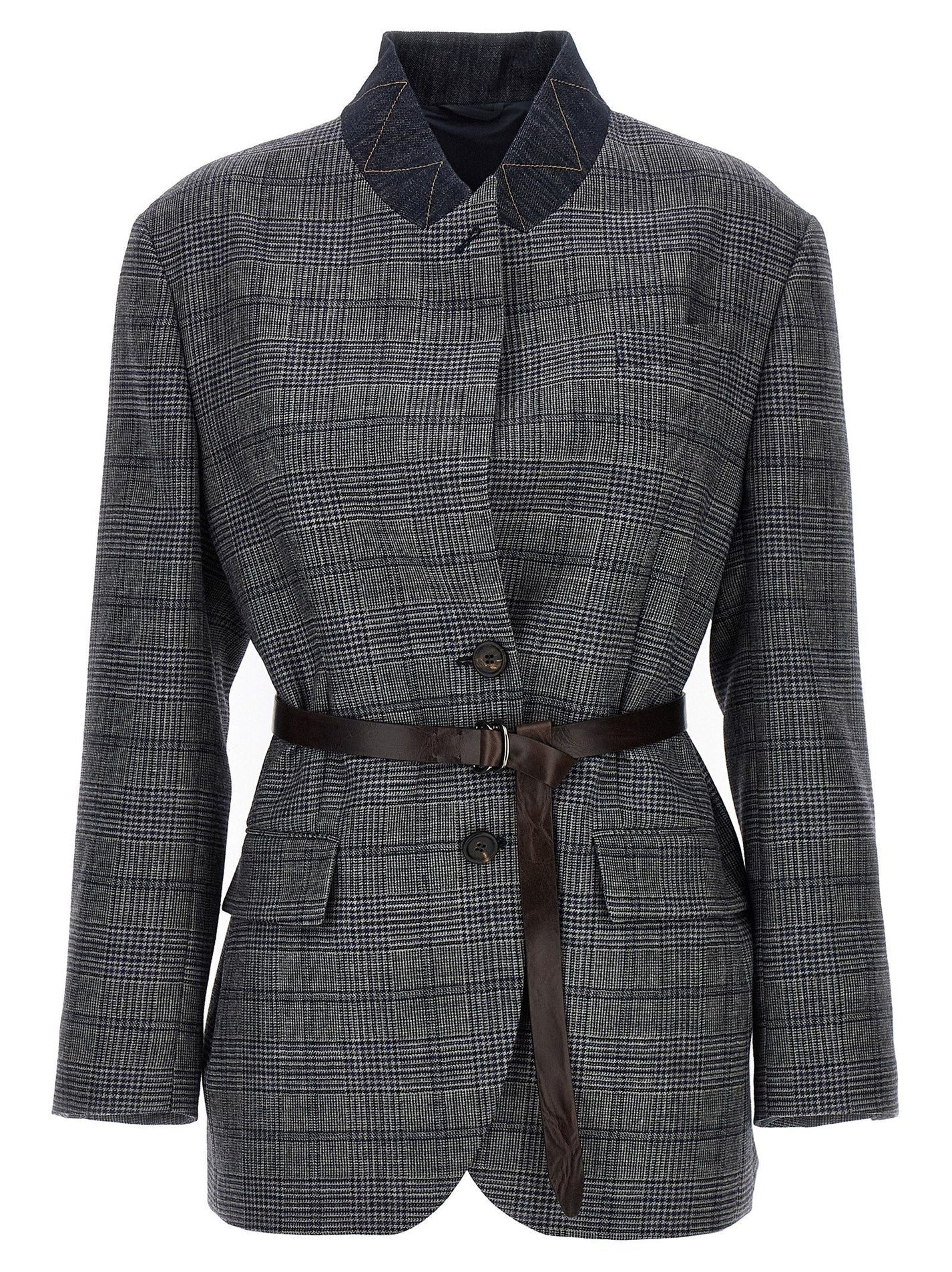 BRUNELLO CUCINELLI - BRUNELLO CUCINELLI - Monile houndstooth blazer - Women’s Clothing