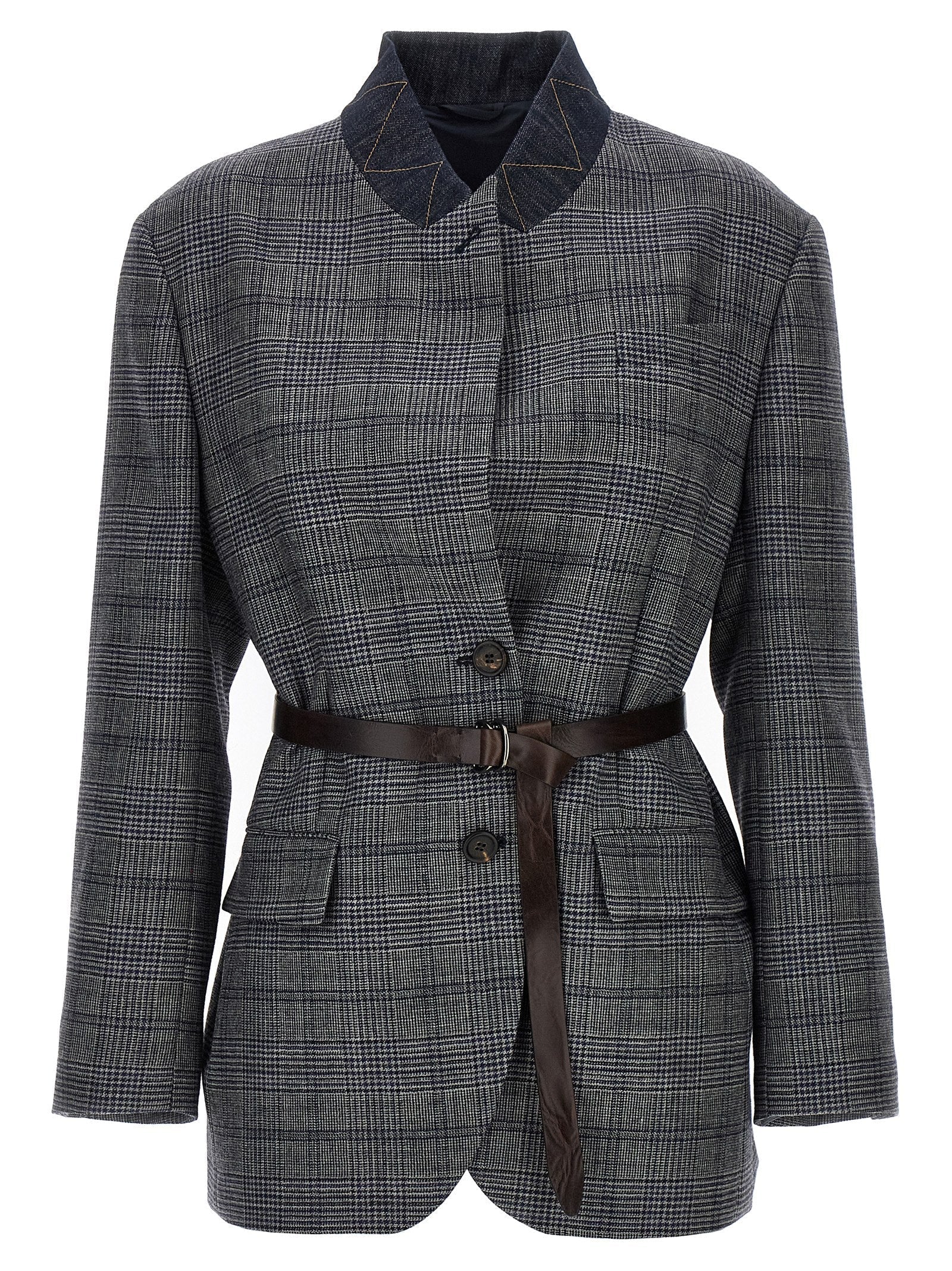 BRUNELLO CUCINELLI - BRUNELLO CUCINELLI - Monile houndstooth blazer - Women’s Clothing