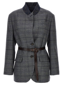 BRUNELLO CUCINELLI - BRUNELLO CUCINELLI - Monile houndstooth blazer - Women’s Clothing
