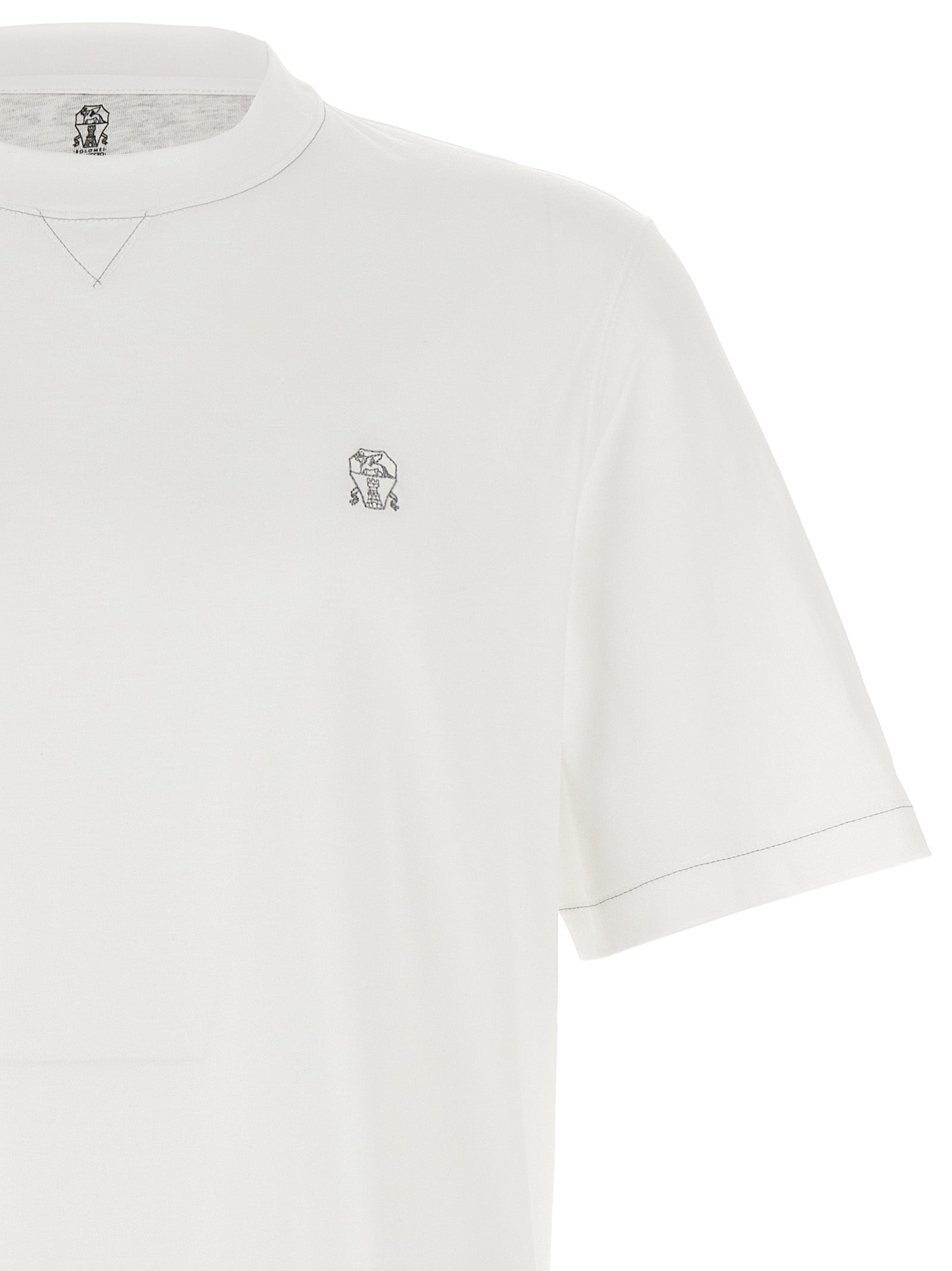 BRUNELLO CUCINELLI - BRUNELLO CUCINELLI - Logo embroidery t-shirt - Men’s Tops