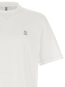 BRUNELLO CUCINELLI - BRUNELLO CUCINELLI - Logo embroidery t-shirt - Men’s Tops