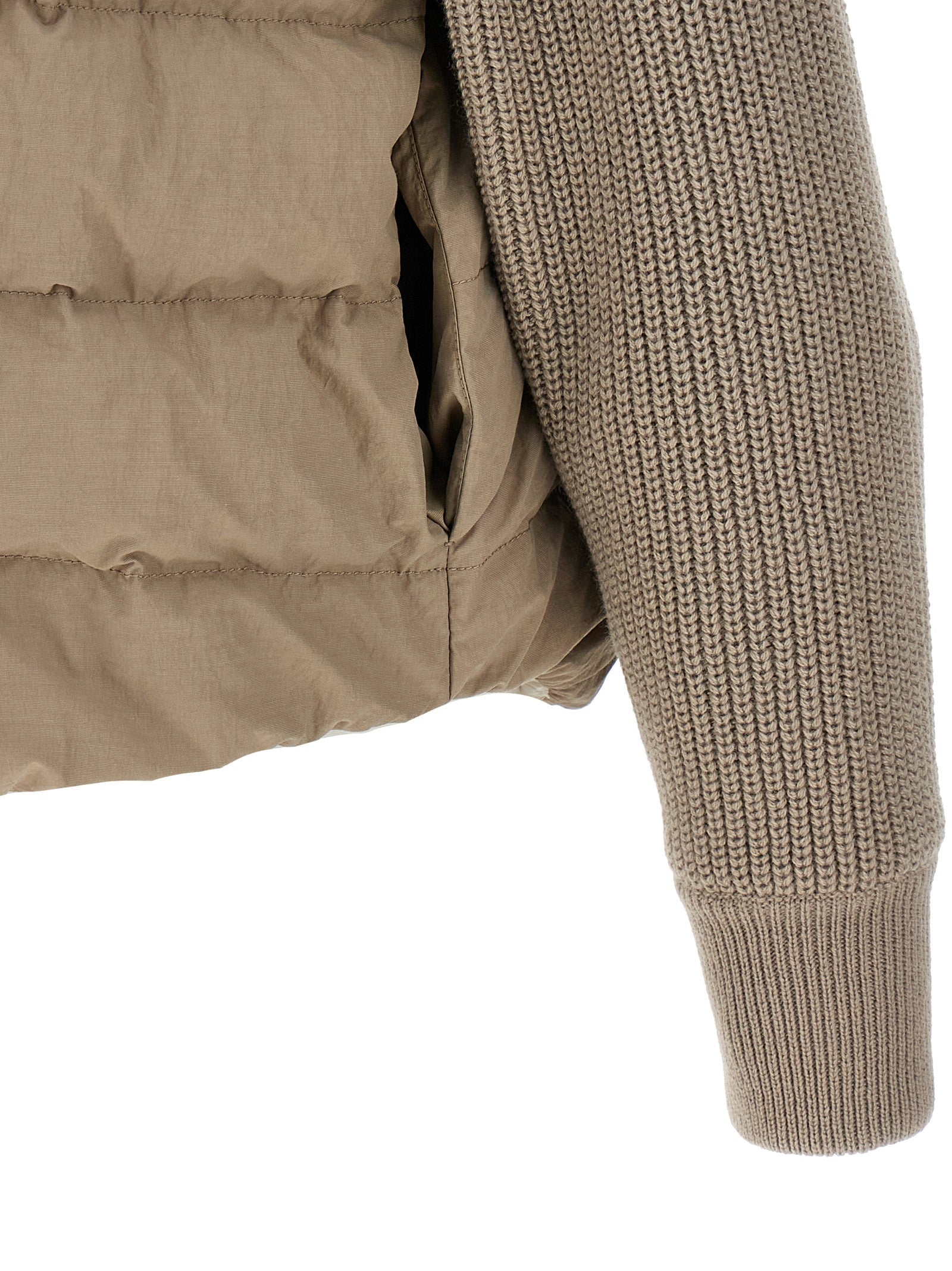 BRUNELLO CUCINELLI - BRUNELLO CUCINELLI - Two-material ’Shiny Flap Detail’ down jacket - Women’s Outerwear