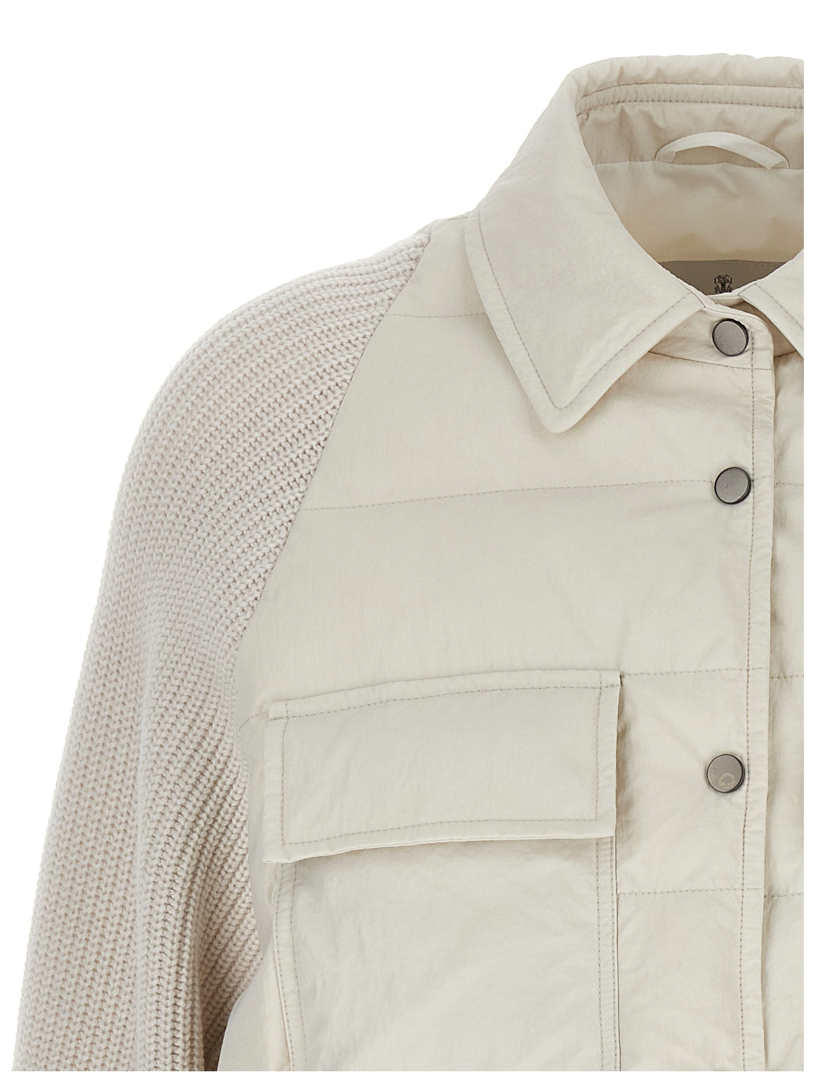 BRUNELLO CUCINELLI - BRUNELLO CUCINELLI - Two-material ’Shiny Flap Detail’ down jacket - Women’s Outerwear