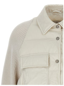 BRUNELLO CUCINELLI - BRUNELLO CUCINELLI - Two-material ’Shiny Flap Detail’ down jacket - Women’s Outerwear