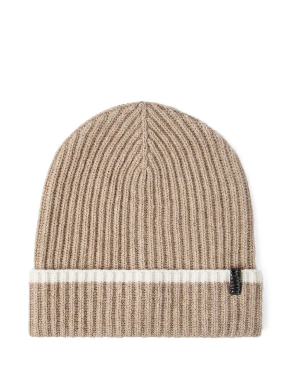 Brunello Cucinelli - Brunello Cucinelli English rib cashmere knit skullcap with monili - Scarves Hats &amp; Gloves