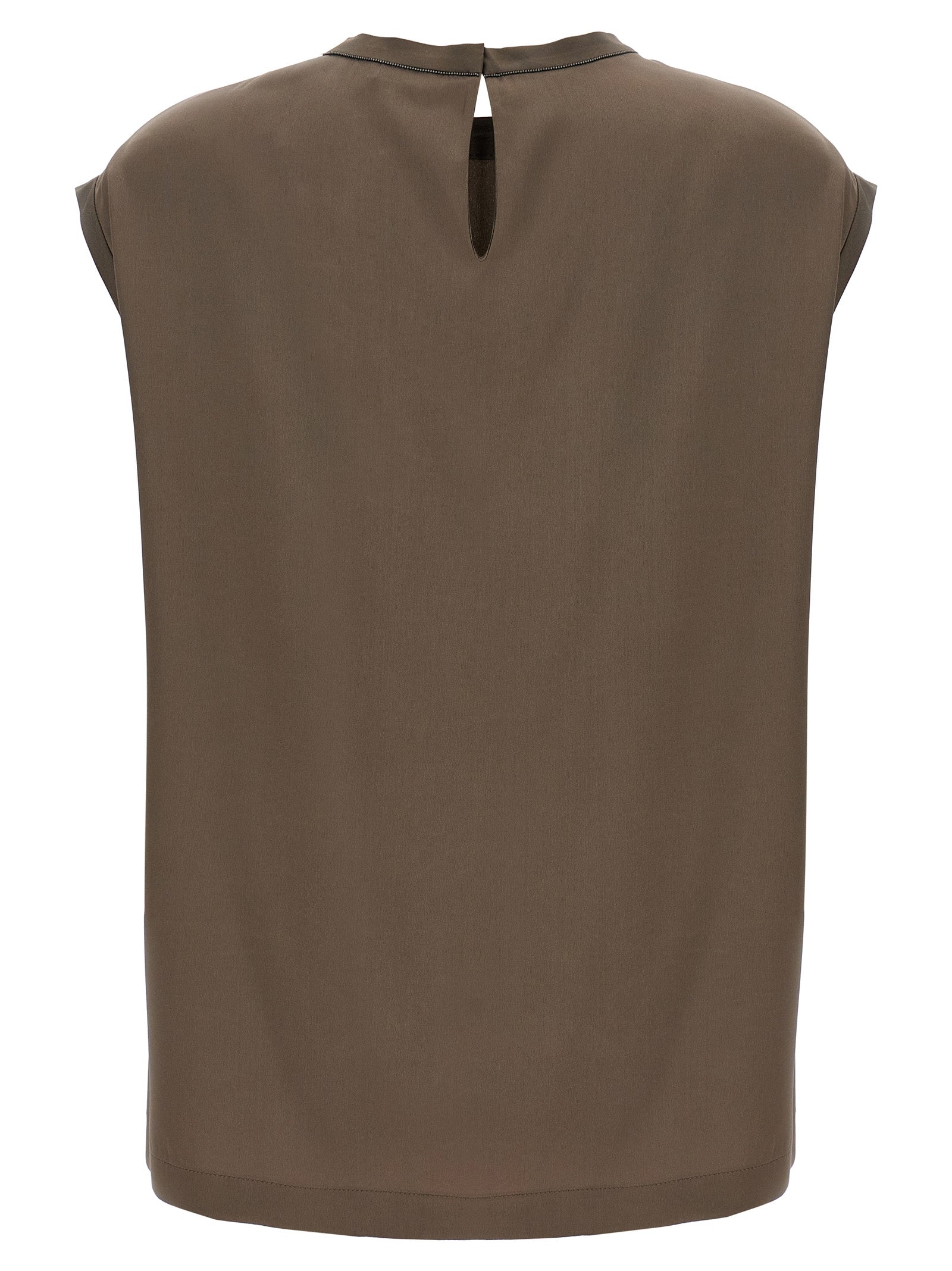 BRUNELLO CUCINELLI - BRUNELLO CUCINELLI - Monile satin T-shirt - Women’s Tops