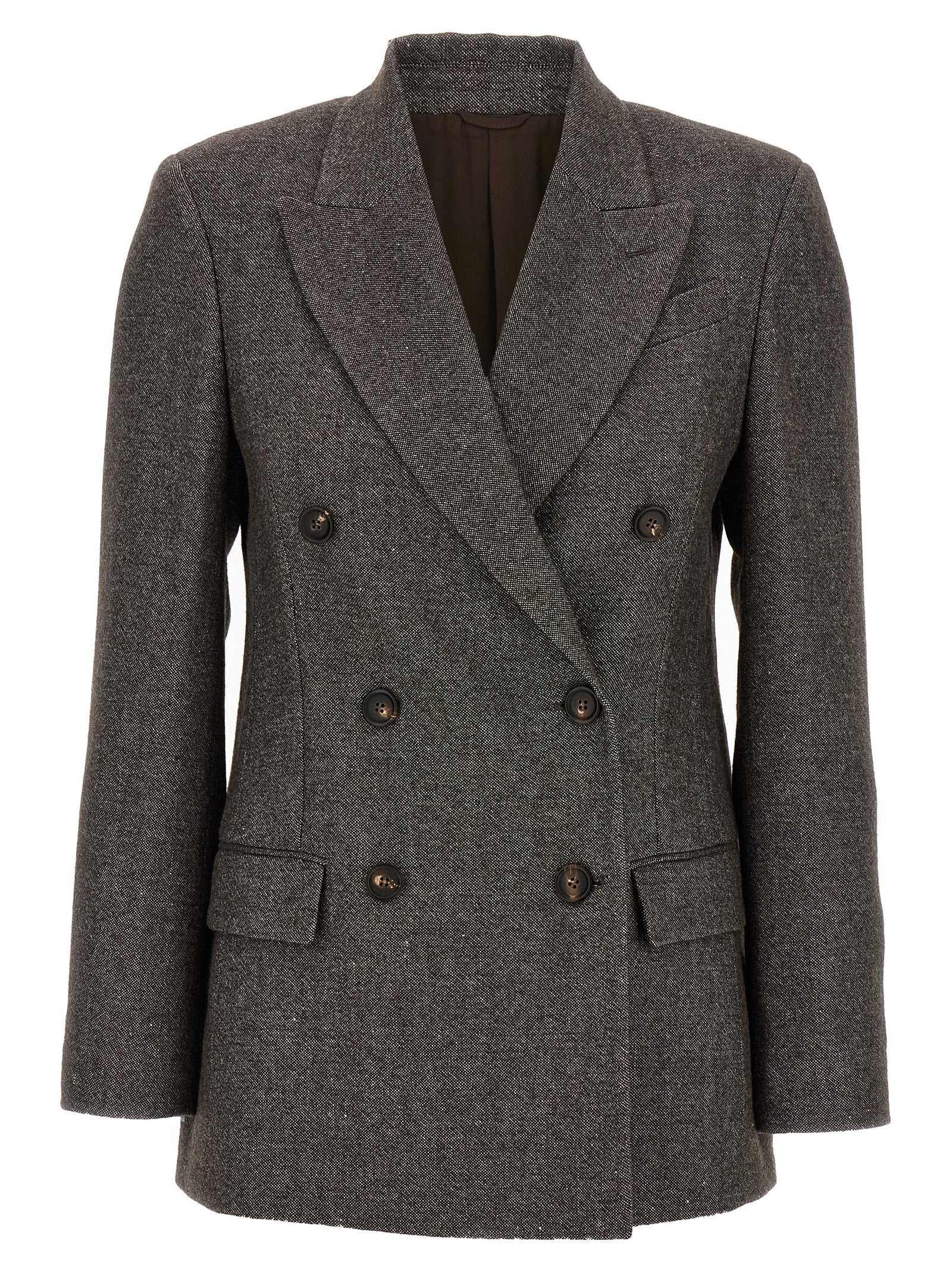 BRUNELLO CUCINELLI - BRUNELLO CUCINELLI - Blazer tweed Monile - Women’s Clothing