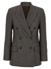 BRUNELLO CUCINELLI - BRUNELLO CUCINELLI - Blazer tweed Monile - Women’s Clothing