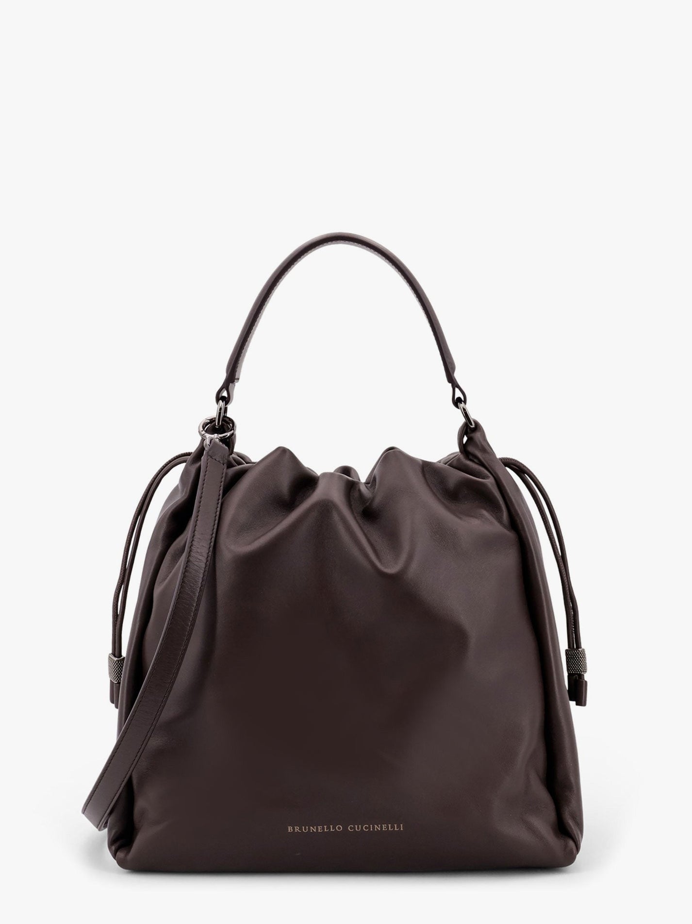 Brunello Cucinelli - Mellow Bucket Leather Handbag With Monili Detail - Women’s Bags