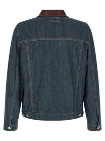 BRUNELLO CUCINELLI - BRUNELLO CUCINELLI - Leather collar denim jacket - Men’s Outerwear