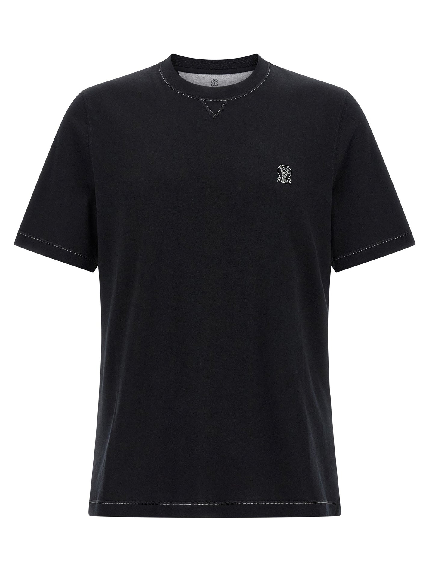 BRUNELLO CUCINELLI - BRUNELLO CUCINELLI - Logo embroidery t-shirt - Men’s Tops