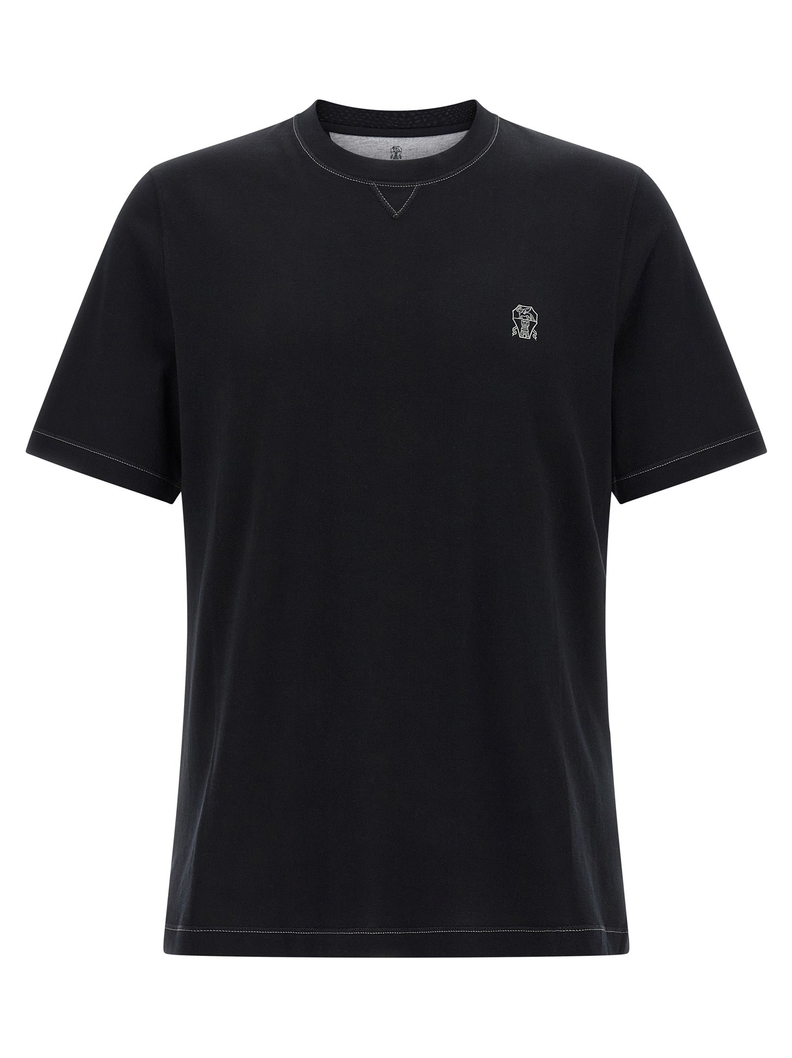 BRUNELLO CUCINELLI - BRUNELLO CUCINELLI - Logo embroidery t-shirt - Men’s Tops