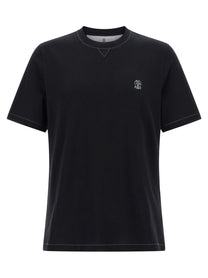 BRUNELLO CUCINELLI - BRUNELLO CUCINELLI - Logo embroidery t-shirt - Men’s Tops