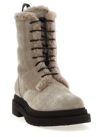 BRUNELLO CUCINELLI - BRUNELLO CUCINELLI - Suede combat boots Monile - Women’s Shoes